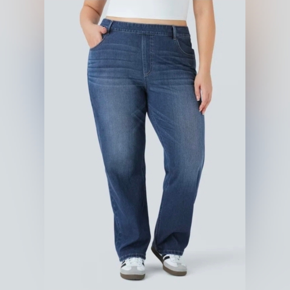 Halara Stretch Soft Straight Leg Blue Jeans 2x new